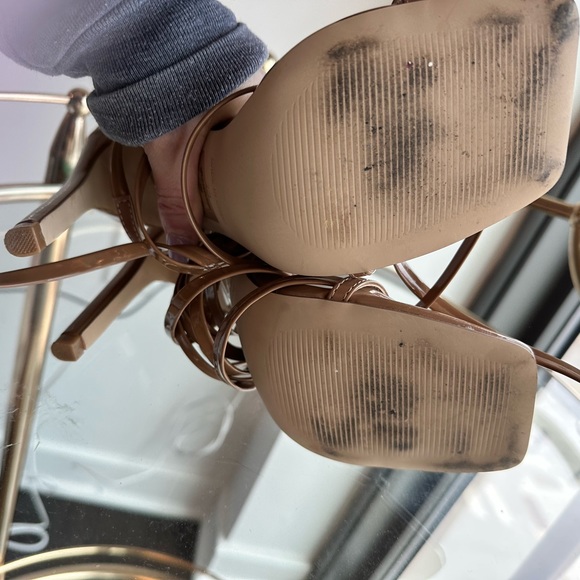 Steve Madden UPLIFT CAMEL Nude Tie Up Heels 👠 size 7 - Picture 7 of 11